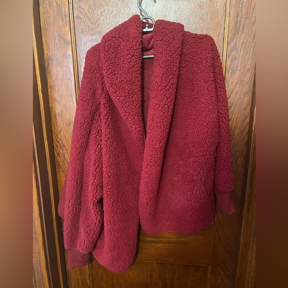 Lularoe red teddy bear cardigan size L